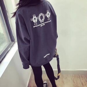 NWT side zipper slit Crewneck Sweater top Relaxed Fit